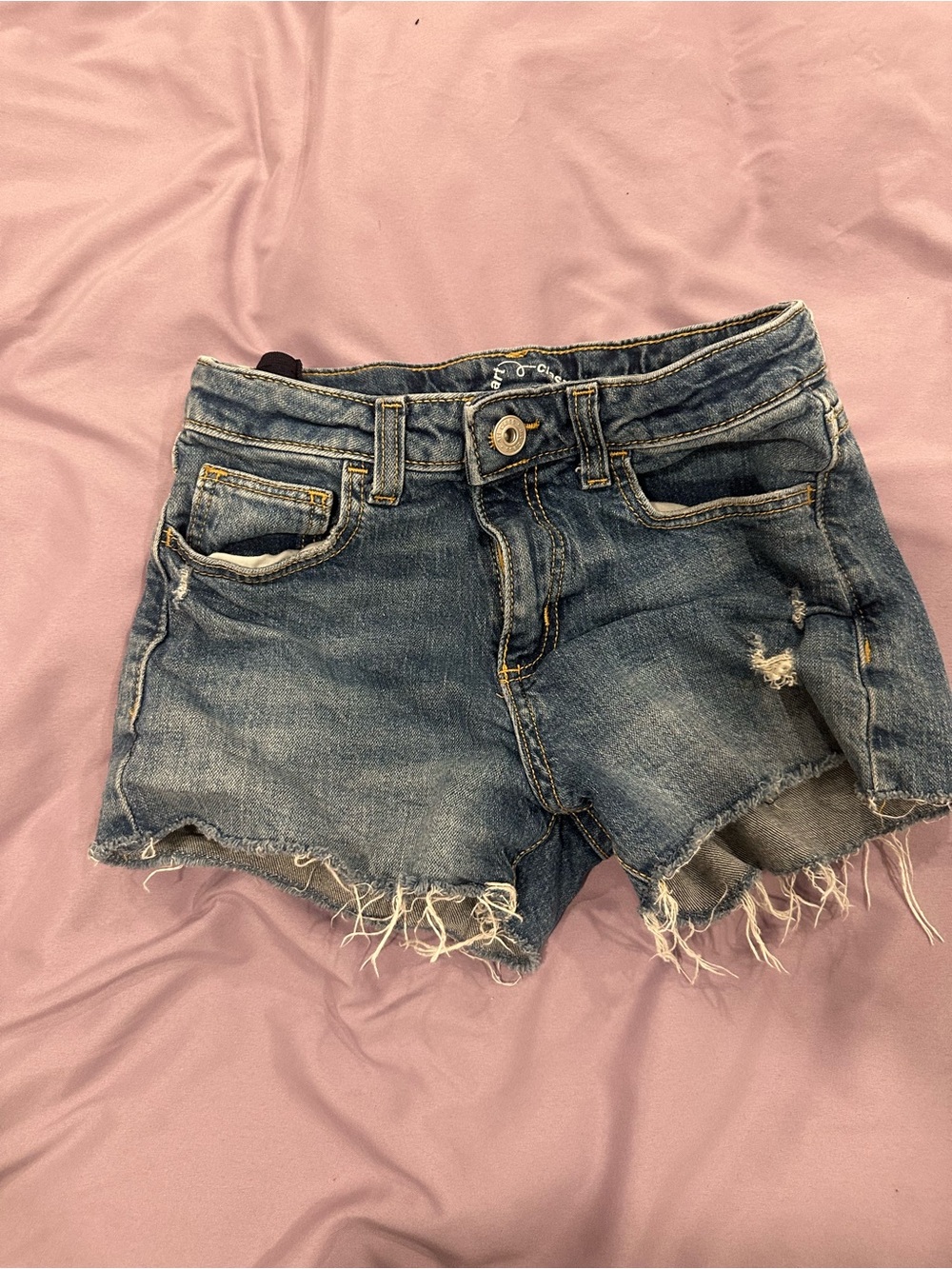 Art Class Kids Girls Denim Distressed Fray Hem  Shorts